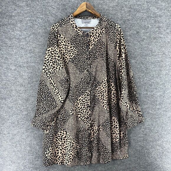 Jessica London Dresses & Skirts - Jessica London Dress Women 26W Plus Black Animal Print Shift Short Button Up